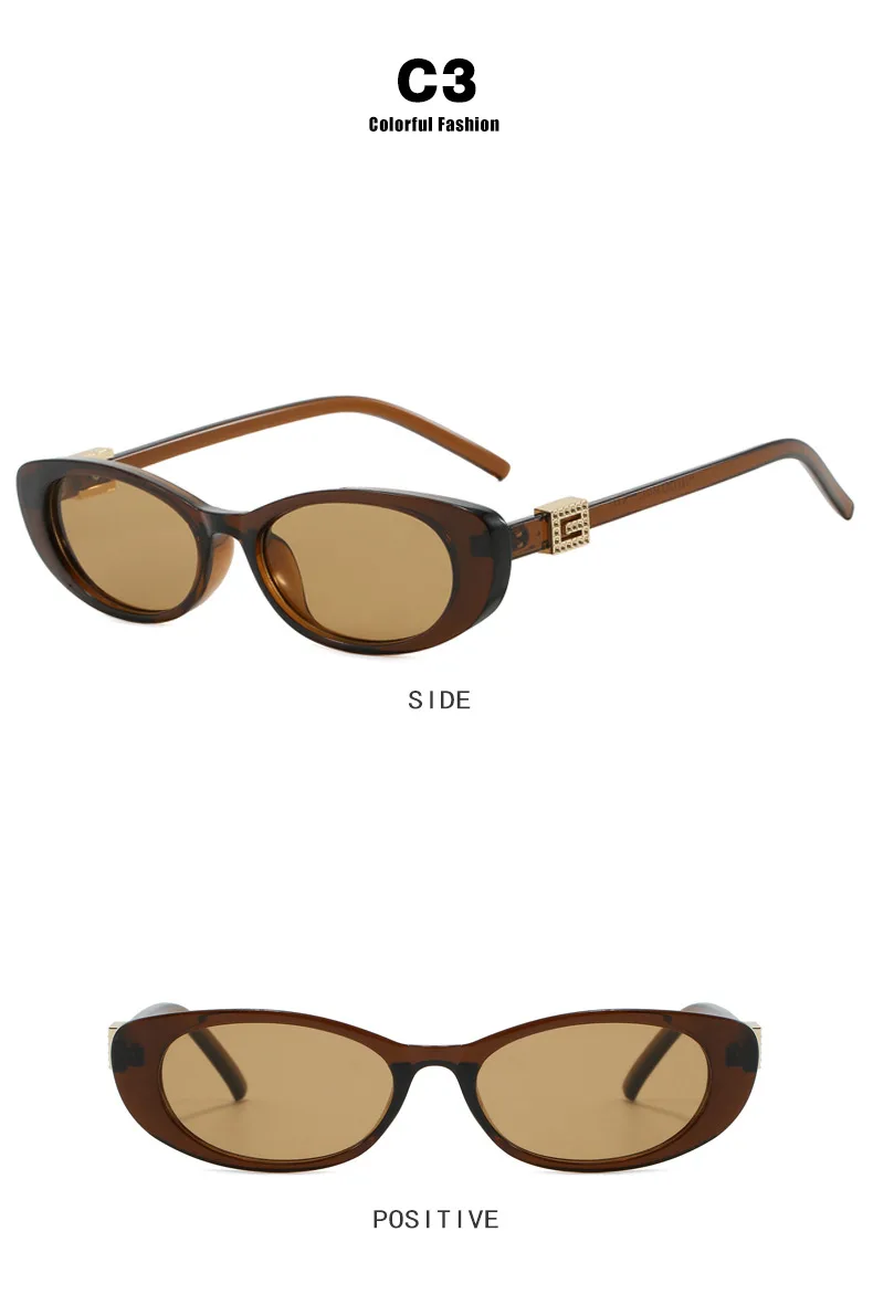 Elegant Oval Sunglasses Women's Small Frame UV Protection Sun Protection Women's Fashion Travel Round Face Full Rim Glasses display picture 11