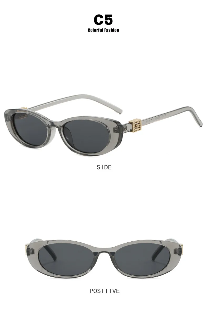 Elegant Oval Sunglasses Women's Small Frame UV Protection Sun Protection Women's Fashion Travel Round Face Full Rim Glasses display picture 13
