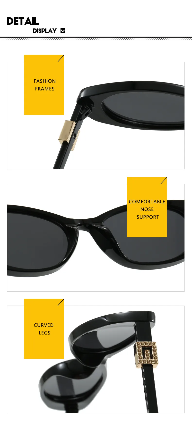 Elegant Oval Sunglasses Women's Small Frame UV Protection Sun Protection Women's Fashion Travel Round Face Full Rim Glasses display picture 19