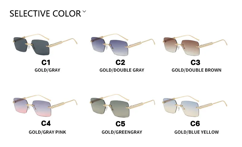 Rimless Square Edge Sunglasses Thread Fashion  Style Style Women's Sunglasses Travel Fashion Matching display picture 3