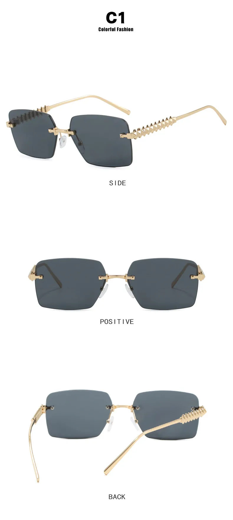 Rimless Square Edge Sunglasses Thread Fashion  Style Style Women's Sunglasses Travel Fashion Matching display picture 5