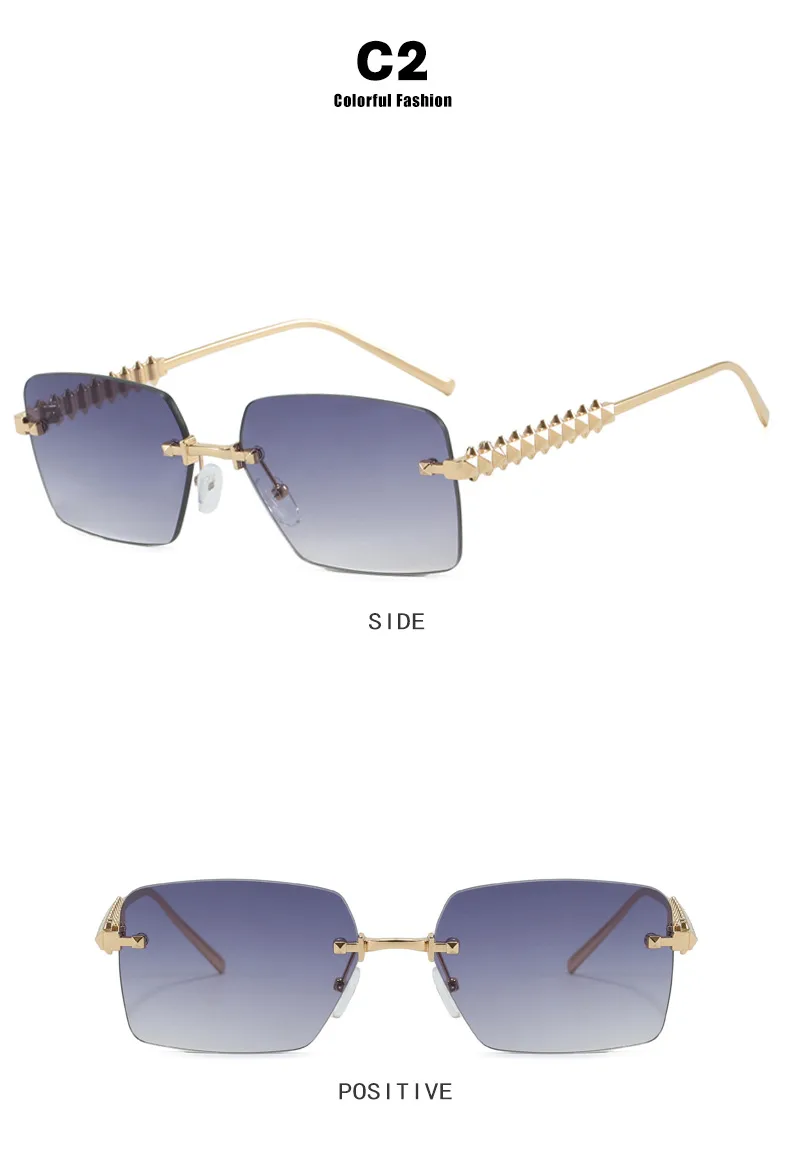 Rimless Square Edge Sunglasses Thread Fashion  Style Style Women's Sunglasses Travel Fashion Matching display picture 6
