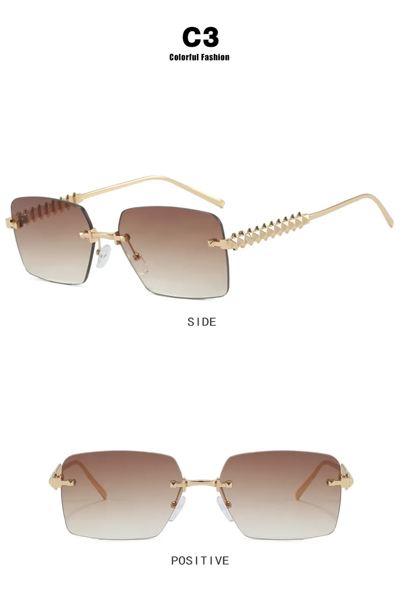 Rimless Square Edge Sunglasses Thread Fashion  Style Style Women's Sunglasses Travel Fashion Matching display picture 7