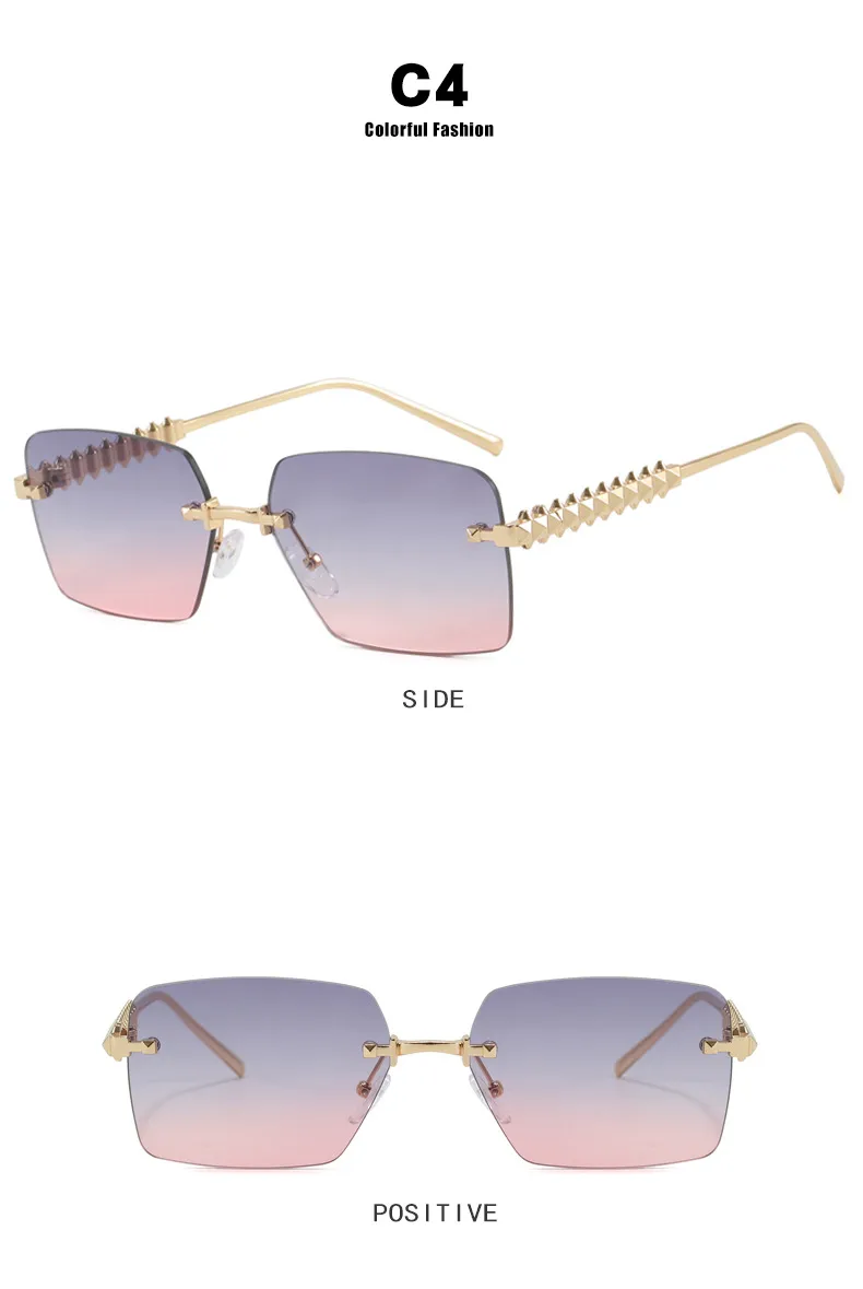 Rimless Square Edge Sunglasses Thread Fashion  Style Style Women's Sunglasses Travel Fashion Matching display picture 8