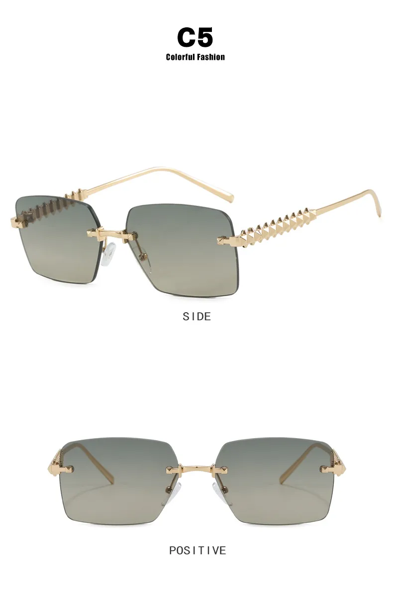 Rimless Square Edge Sunglasses Thread Fashion  Style Style Women's Sunglasses Travel Fashion Matching display picture 9