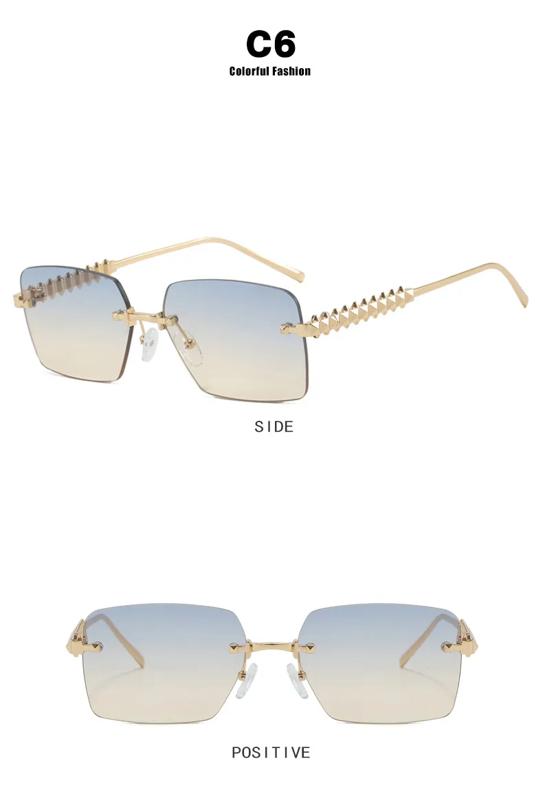 Rimless Square Edge Sunglasses Thread Fashion  Style Style Women's Sunglasses Travel Fashion Matching display picture 10
