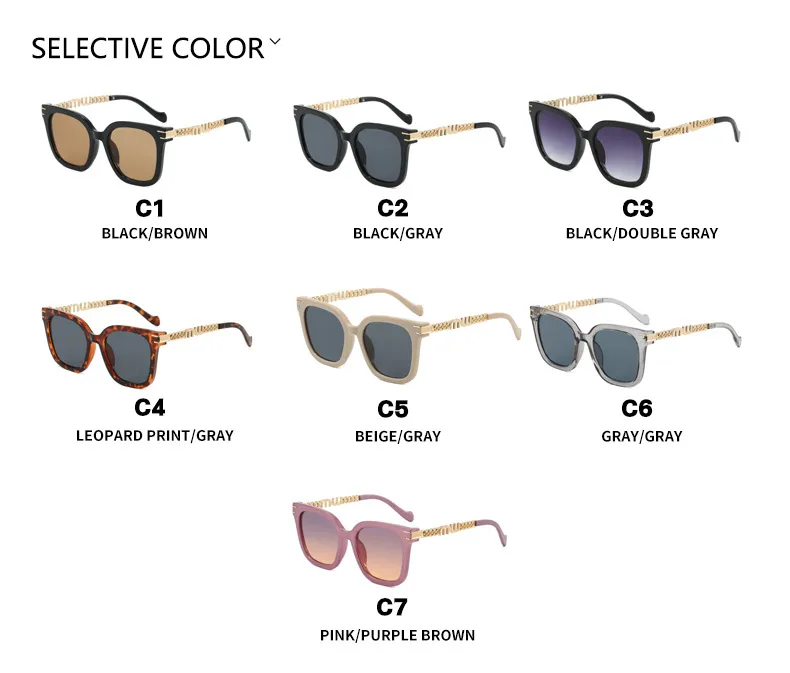 Fashion Women's Square Chain Sunglasses Thin Looking Fashion Glasses Chic Feeling Travel Style Sunscreen Brown Black display picture 7