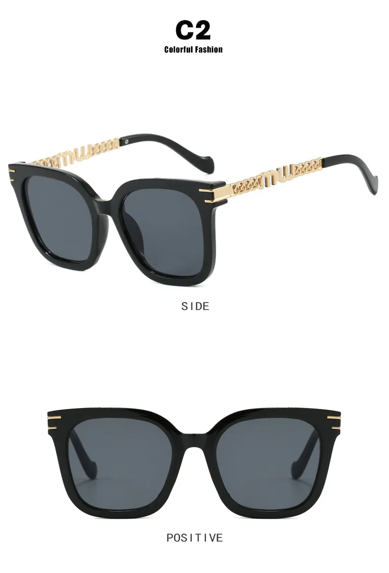 Fashion Women's Square Chain Sunglasses Thin Looking Fashion Glasses Chic Feeling Travel Style Sunscreen Brown Black display picture 10
