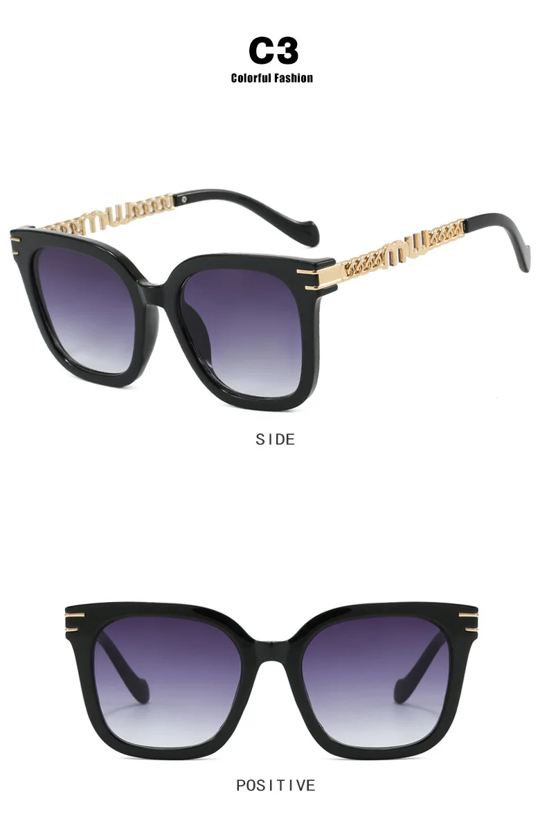 Fashion Women's Square Chain Sunglasses Thin Looking Fashion Glasses Chic Feeling Travel Style Sunscreen Brown Black display picture 11