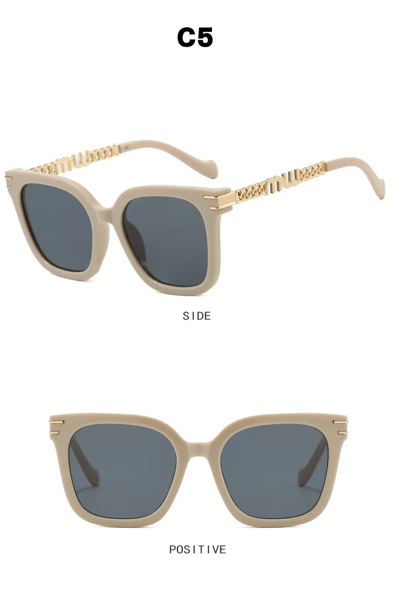 Fashion Women's Square Chain Sunglasses Thin Looking Fashion Glasses Chic Feeling Travel Style Sunscreen Brown Black display picture 13