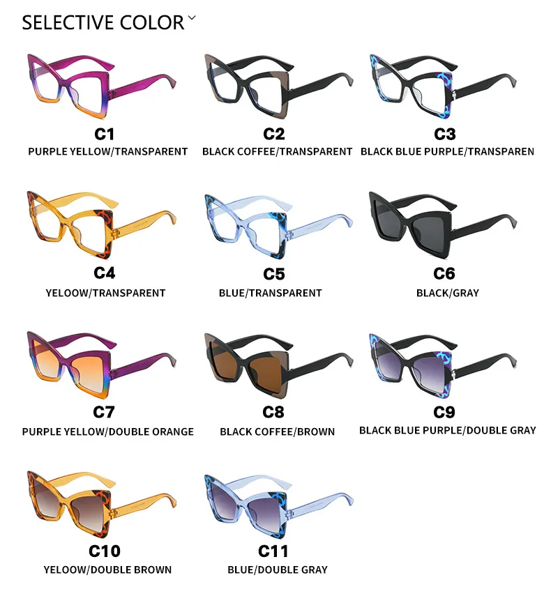 Butterfly Frame Full Rim Glasses Anti-Blue Light Plain Lens Large Frame Color Matching Design Elegant Versatile For Adults display picture 5