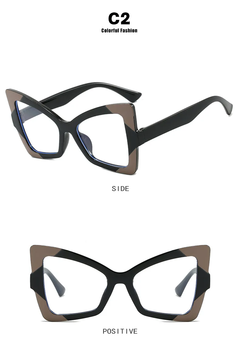 Butterfly Frame Full Rim Glasses Anti-Blue Light Plain Lens Large Frame Color Matching Design Elegant Versatile For Adults display picture 8