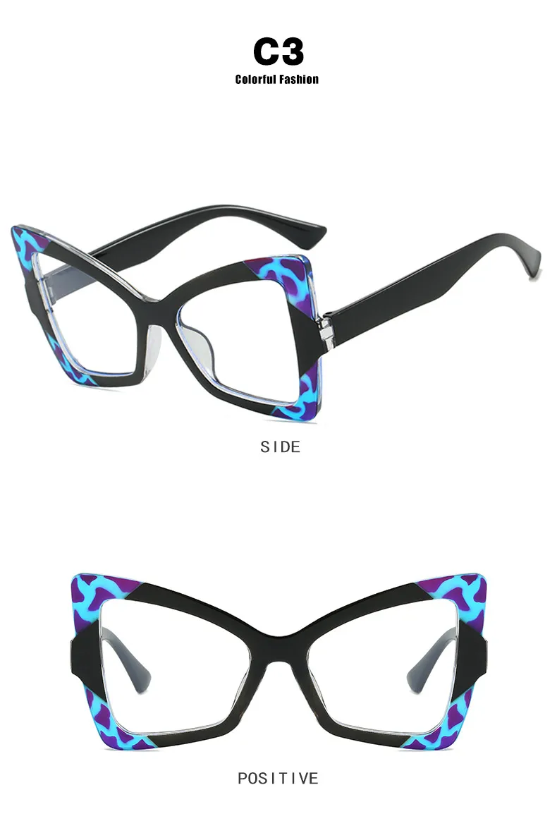 Butterfly Frame Full Rim Glasses Anti-Blue Light Plain Lens Large Frame Color Matching Design Elegant Versatile For Adults display picture 9