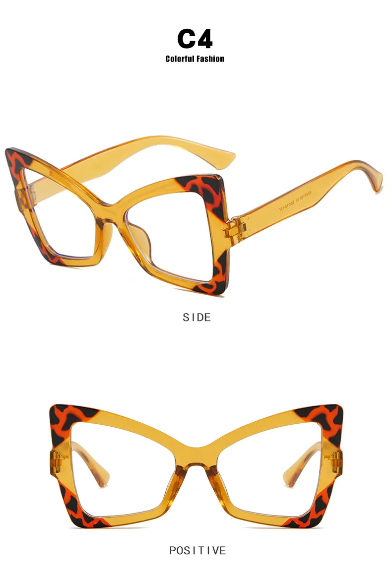 Butterfly Frame Full Rim Glasses Anti-Blue Light Plain Lens Large Frame Color Matching Design Elegant Versatile For Adults display picture 10