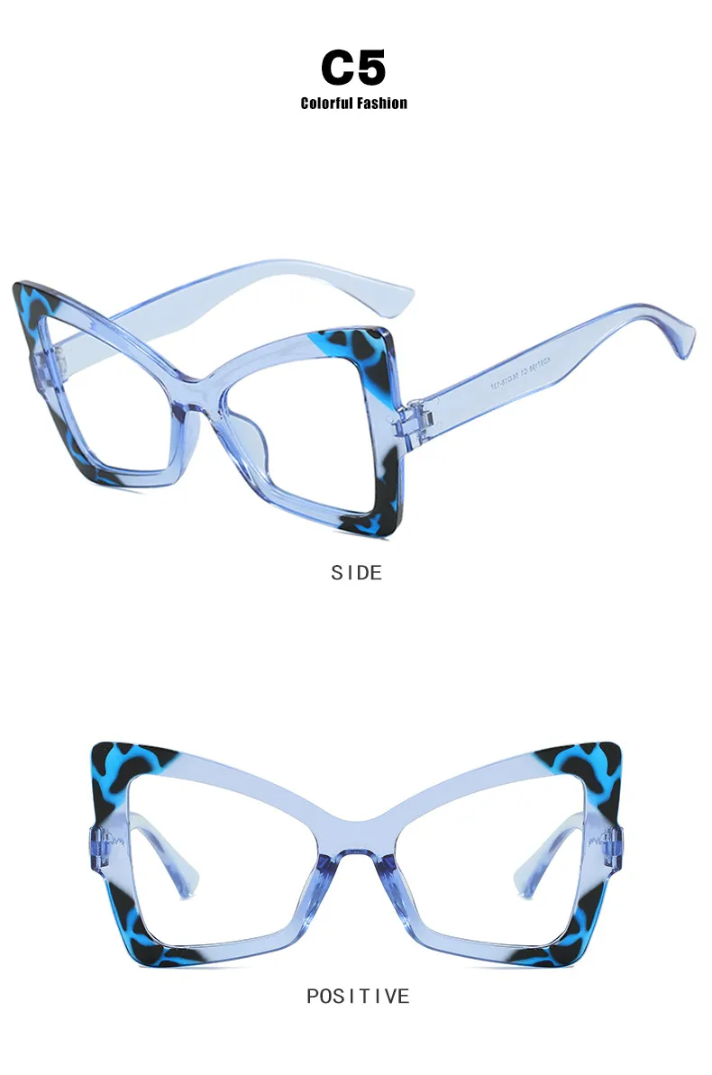 Butterfly Frame Full Rim Glasses Anti-Blue Light Plain Lens Large Frame Color Matching Design Elegant Versatile For Adults display picture 11