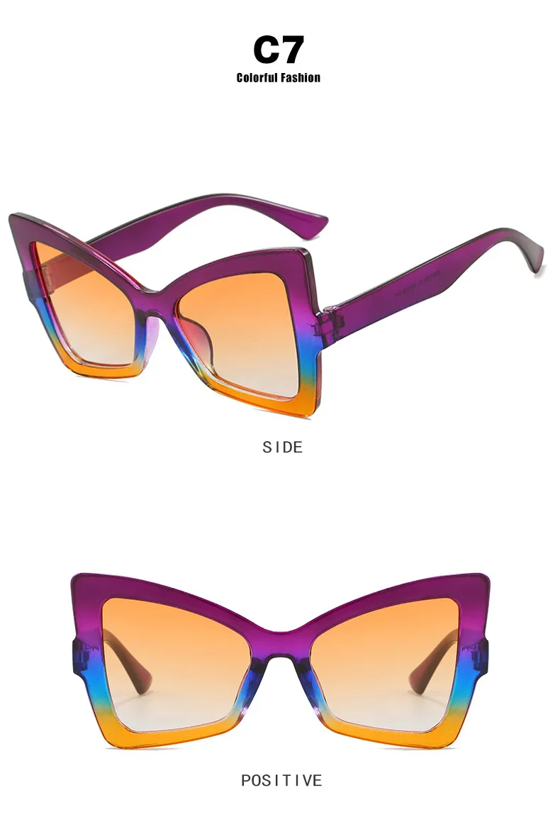 Butterfly Frame Full Rim Glasses Anti-Blue Light Plain Lens Large Frame Color Matching Design Elegant Versatile For Adults display picture 13
