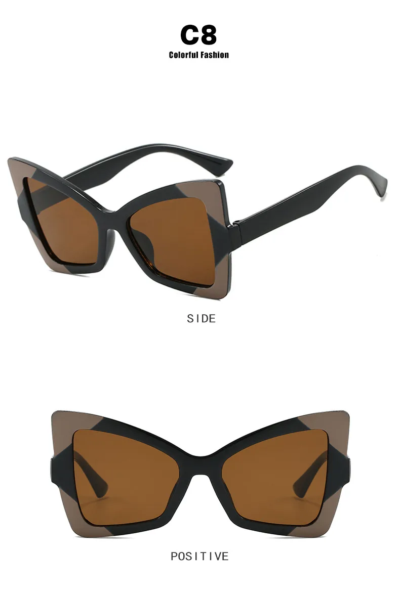 Butterfly Frame Full Rim Glasses Anti-Blue Light Plain Lens Large Frame Color Matching Design Elegant Versatile For Adults display picture 14