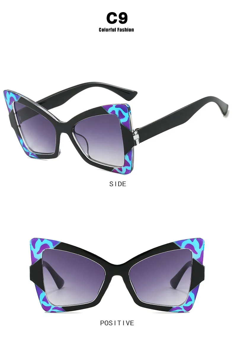 Butterfly Frame Full Rim Glasses Anti-Blue Light Plain Lens Large Frame Color Matching Design Elegant Versatile For Adults display picture 15