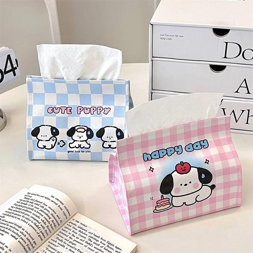 Tengyi Original Cute Cartoon Leather Tissue Box Car Storage Simple Style PVC Material Household Tissue Holder display picture 4