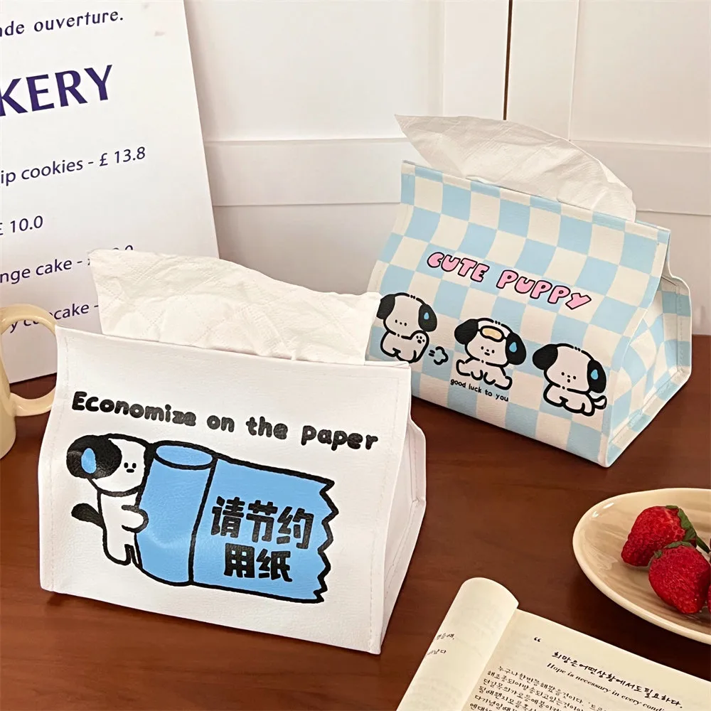 Tengyi Original Cute Cartoon Leather Tissue Box Car Storage Simple Style PVC Material Household Tissue Holder display picture 5