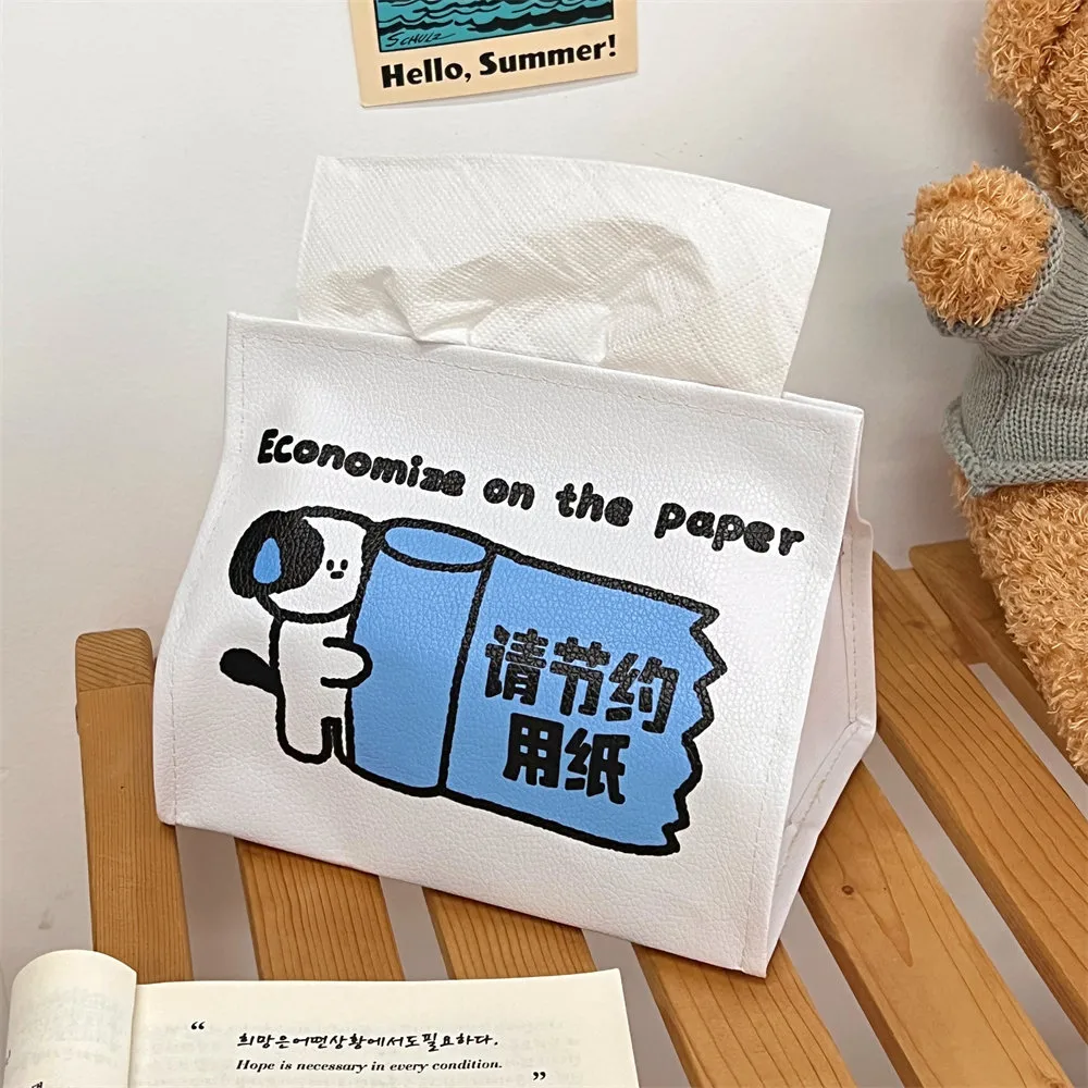 Tengyi Original Cute Cartoon Leather Tissue Box Car Storage Simple Style PVC Material Household Tissue Holder display picture 6