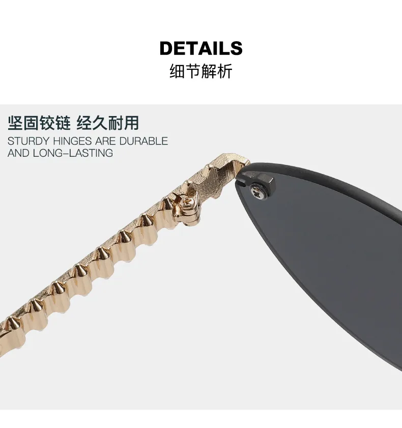 Fashion Cat Eye Sunglasses Unisex Rimless Cutting Edge Triangle Sun Protection High-End Polarized Lens Glasses display picture 7