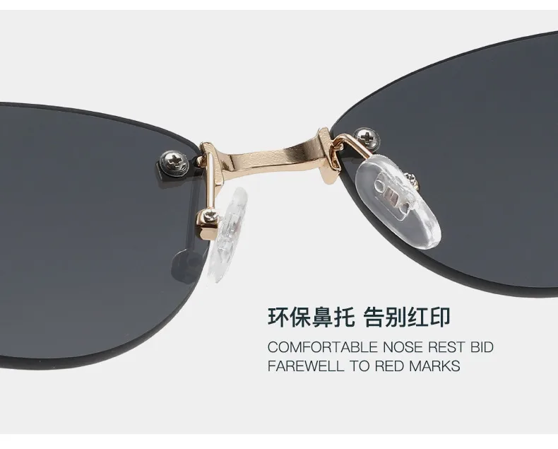 Fashion Cat Eye Sunglasses Unisex Rimless Cutting Edge Triangle Sun Protection High-End Polarized Lens Glasses display picture 8