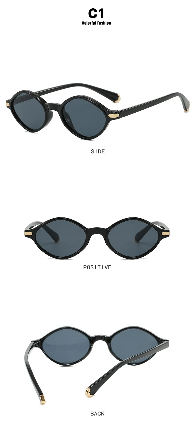Fashion Irregular Small Frame Polarized Sunglasses Women Trend Neutral Travel And Style Protection Black Acetate Glasses display picture 9