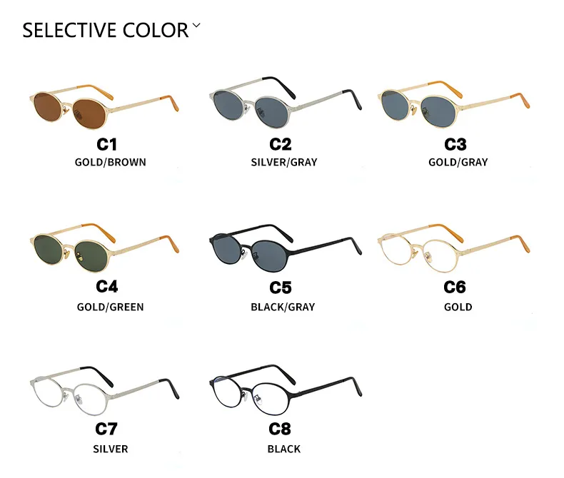 Vintage Metal Oval Sunglasses Women's UV Protection Fashion Petite Face Sunglasses Travel And Style Sunscreen Brown Gold display picture 7