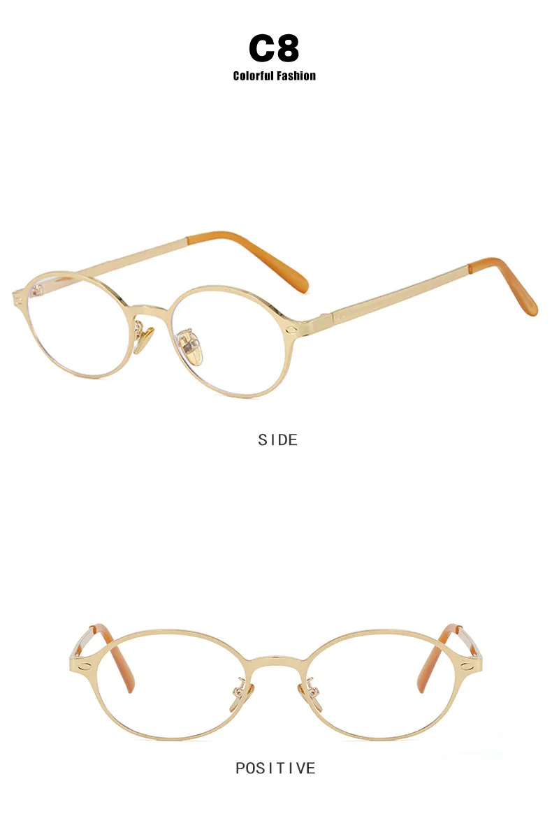 Vintage Metal Oval Sunglasses Women's UV Protection Fashion Petite Face Sunglasses Travel And Style Sunscreen Brown Gold display picture 16