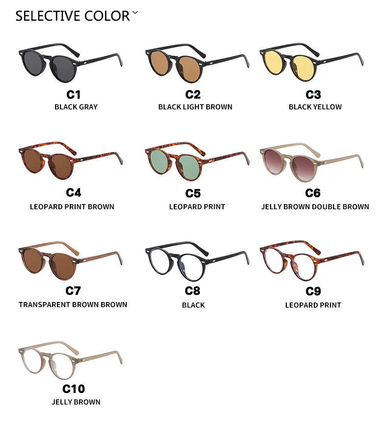 Men's Round Frame Sunglasses Simple Fashion Retro European American Style Fashion Sunscreen Travel Full Frame Black AC Material display picture 7