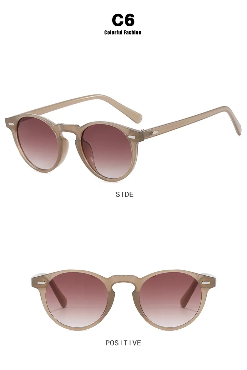 Men's Round Frame Sunglasses Simple Fashion Retro European American Style Fashion Sunscreen Travel Full Frame Black AC Material display picture 14