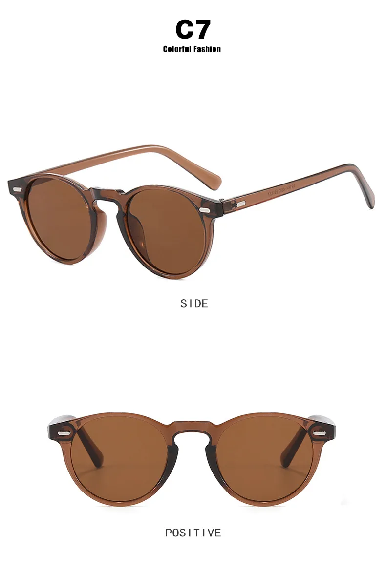 Men's Round Frame Sunglasses Simple Fashion Retro European American Style Fashion Sunscreen Travel Full Frame Black AC Material display picture 15