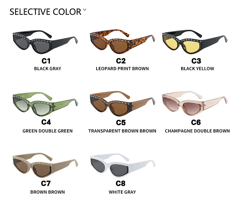 Triangle Cat-Eye Sunglasses Diamond-Embedded Fashion Sunscreen  Style High-End Sunglasses display picture 6