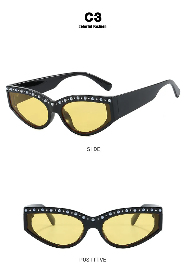Triangle Cat-Eye Sunglasses Diamond-Embedded Fashion Sunscreen  Style High-End Sunglasses display picture 10