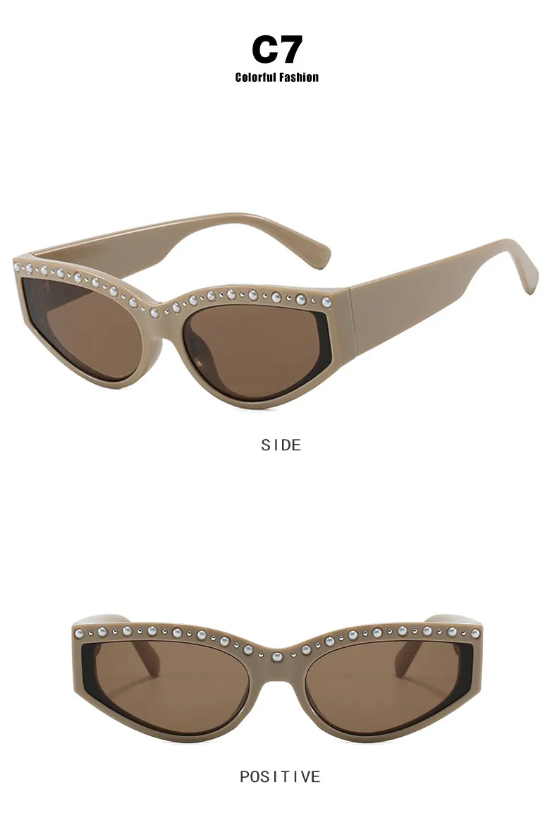 Triangle Cat-Eye Sunglasses Diamond-Embedded Fashion Sunscreen  Style High-End Sunglasses display picture 14