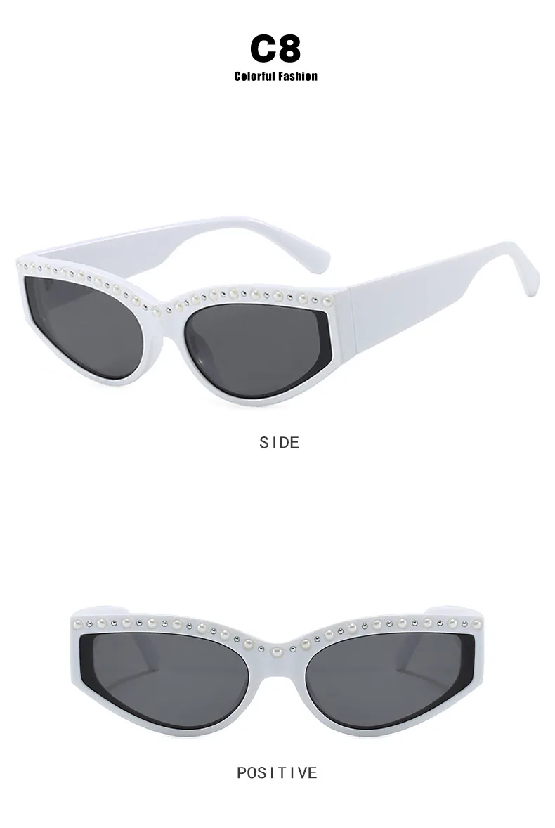 Triangle Cat-Eye Sunglasses Diamond-Embedded Fashion Sunscreen  Style High-End Sunglasses display picture 15