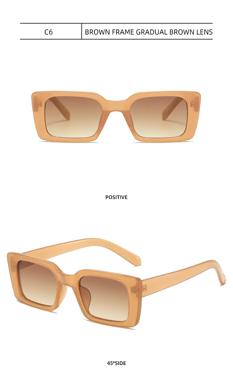 Vintage Square Frame Sunglasses Women Simple Fashion Ins Popular Style Sunglasses Travel And Street Style Sun Protection Glasses display picture 15
