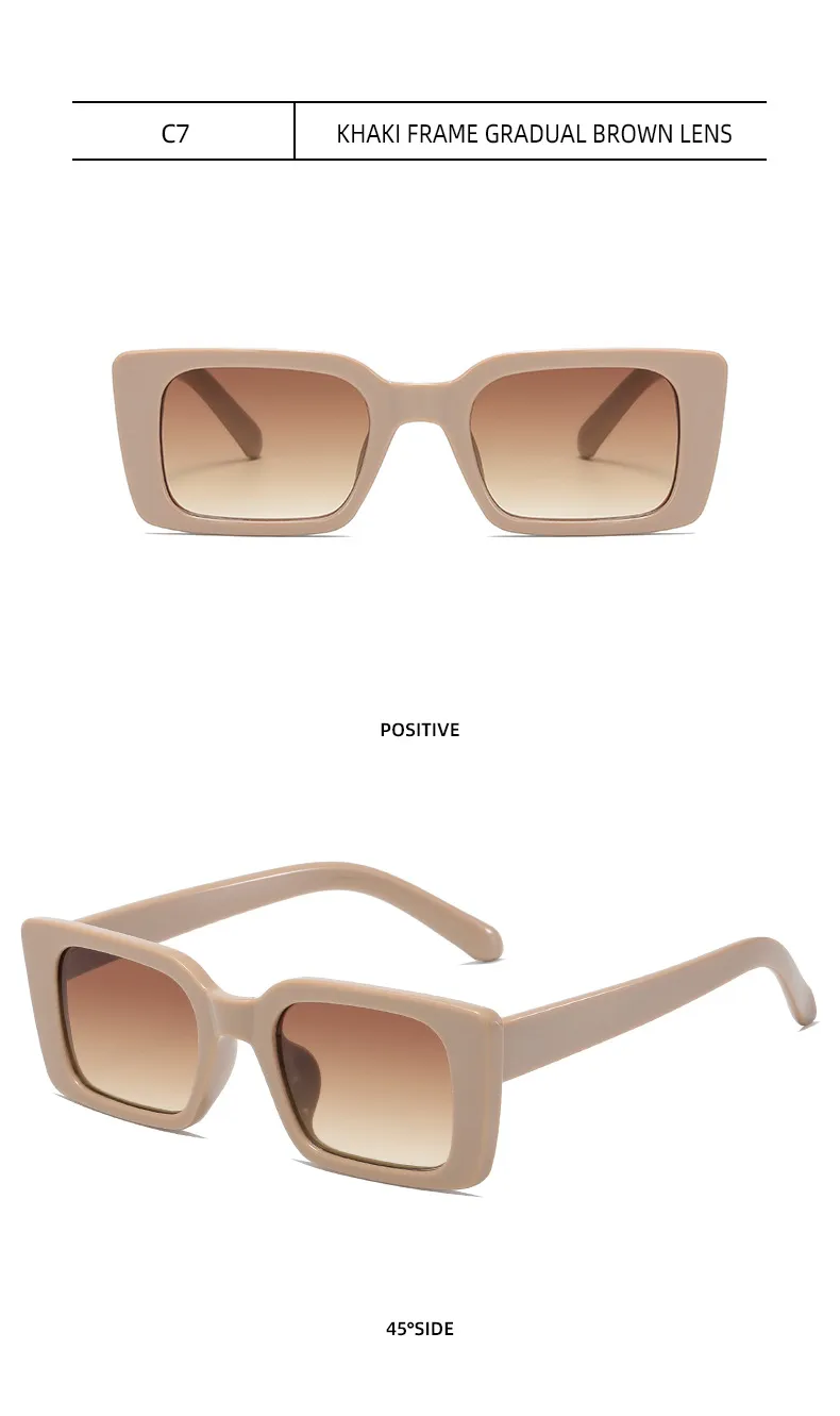 Vintage Square Frame Sunglasses Women Simple Fashion Ins Popular Style Sunglasses Travel And Street Style Sun Protection Glasses display picture 16