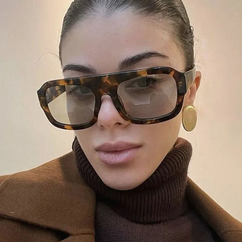Large Square Frame Single Beam Sunglasses Street Style Fashion Personality High-End Sense Travel Sun Protection Glasses display picture 1