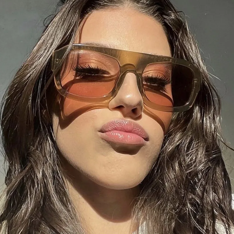 Large Square Frame Single Beam Sunglasses Street Style Fashion Personality High-End Sense Travel Sun Protection Glasses display picture 4