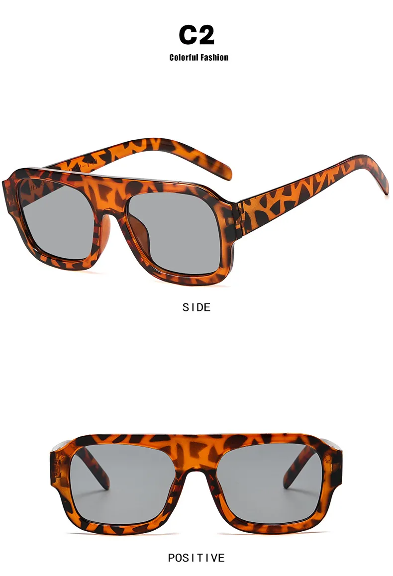 Large Square Frame Single Beam Sunglasses Street Style Fashion Personality High-End Sense Travel Sun Protection Glasses display picture 10