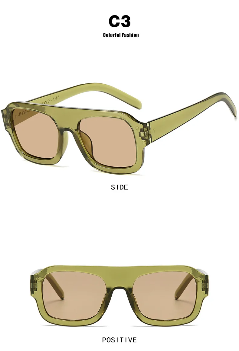 Large Square Frame Single Beam Sunglasses Street Style Fashion Personality High-End Sense Travel Sun Protection Glasses display picture 11