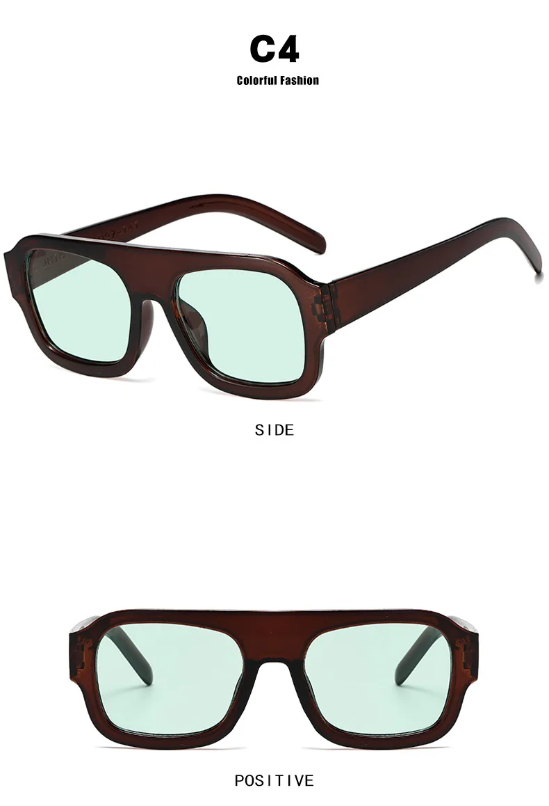 Large Square Frame Single Beam Sunglasses Street Style Fashion Personality High-End Sense Travel Sun Protection Glasses display picture 12