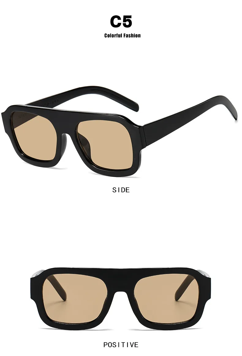 Large Square Frame Single Beam Sunglasses Street Style Fashion Personality High-End Sense Travel Sun Protection Glasses display picture 13
