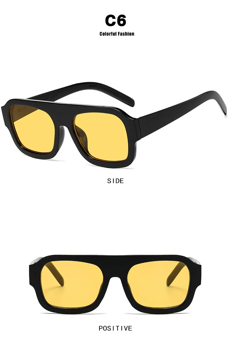 Large Square Frame Single Beam Sunglasses Street Style Fashion Personality High-End Sense Travel Sun Protection Glasses display picture 14