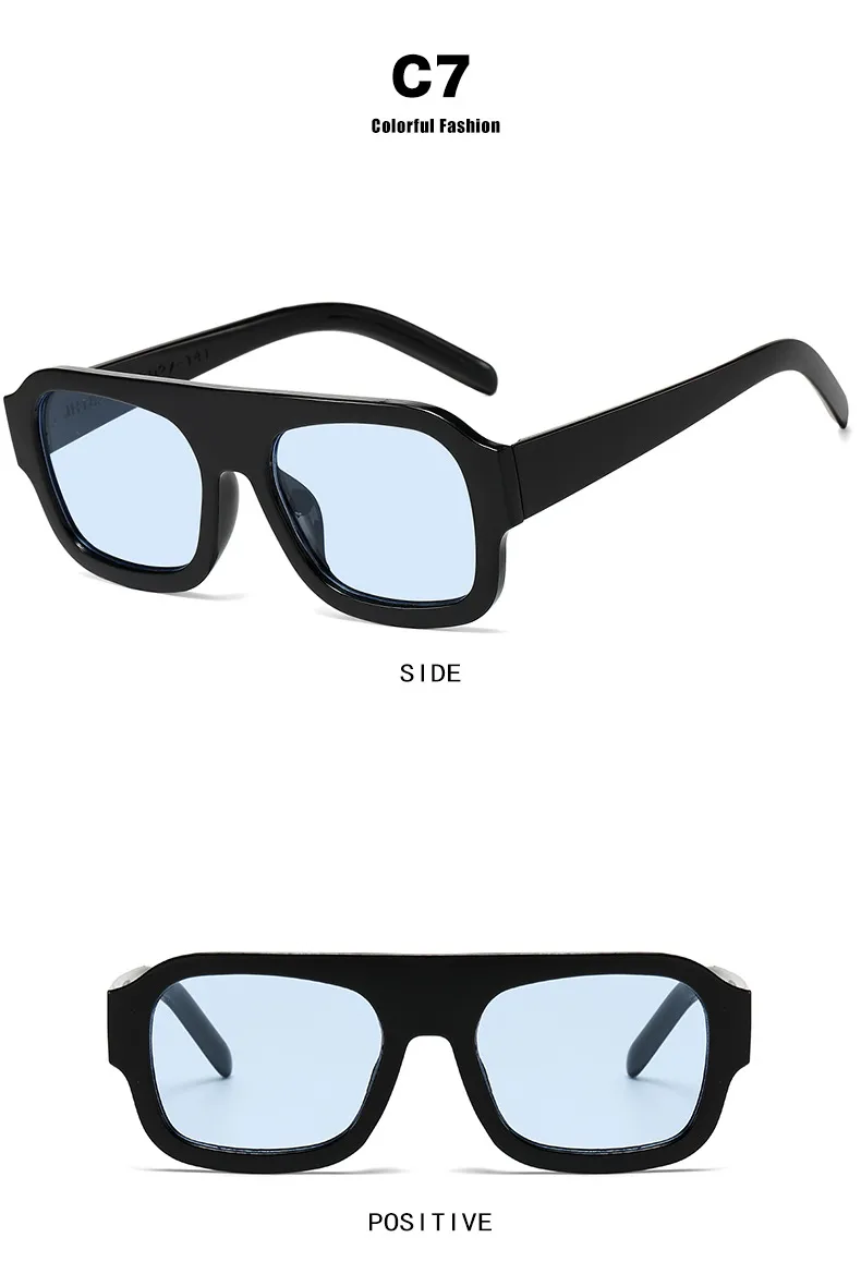 Large Square Frame Single Beam Sunglasses Street Style Fashion Personality High-End Sense Travel Sun Protection Glasses display picture 15