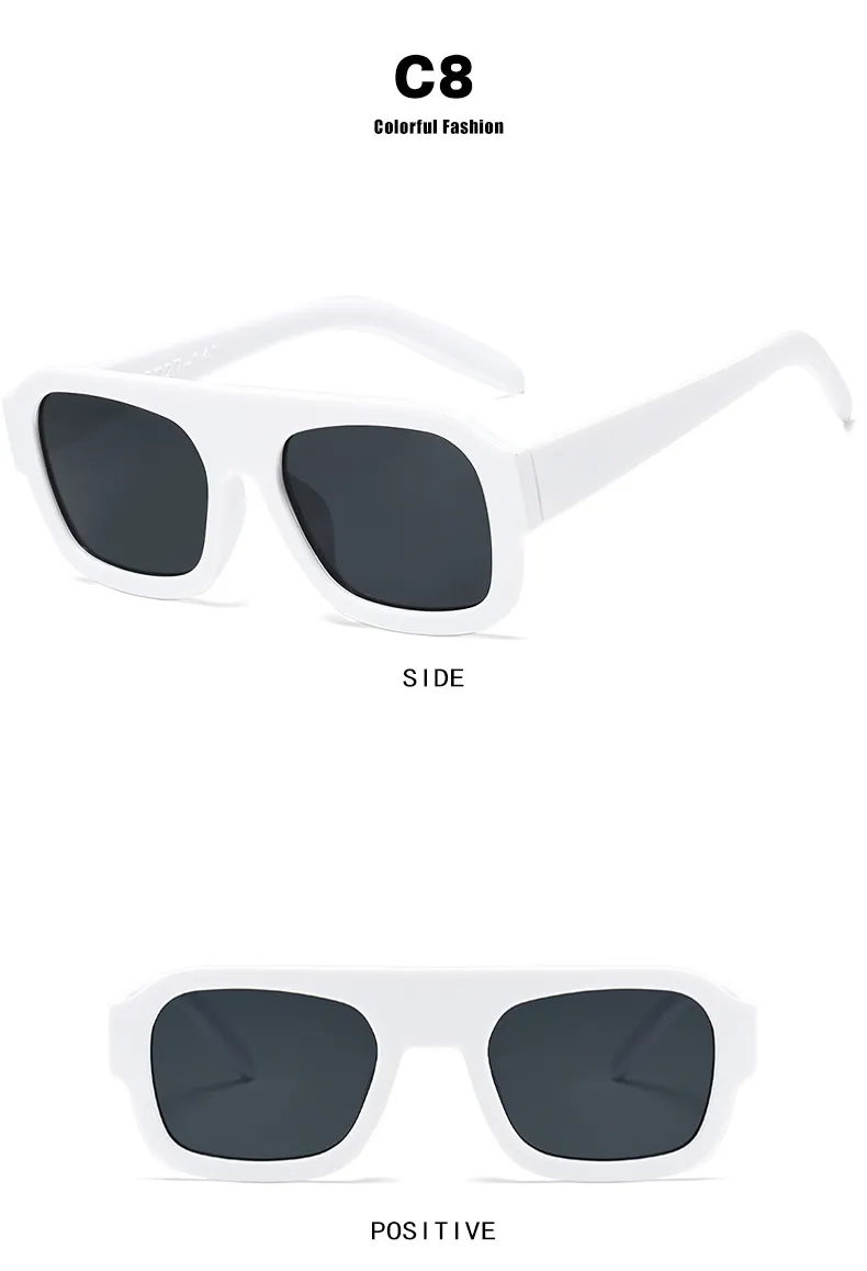 Large Square Frame Single Beam Sunglasses Street Style Fashion Personality High-End Sense Travel Sun Protection Glasses display picture 16