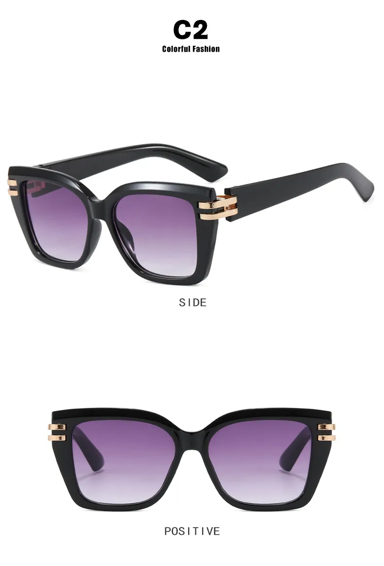 Large Square Frame Sunglasses Ladies UV Protection To Make Round Face Thin-Looked Fashion Travel And Street Fashion Glasses display picture 10