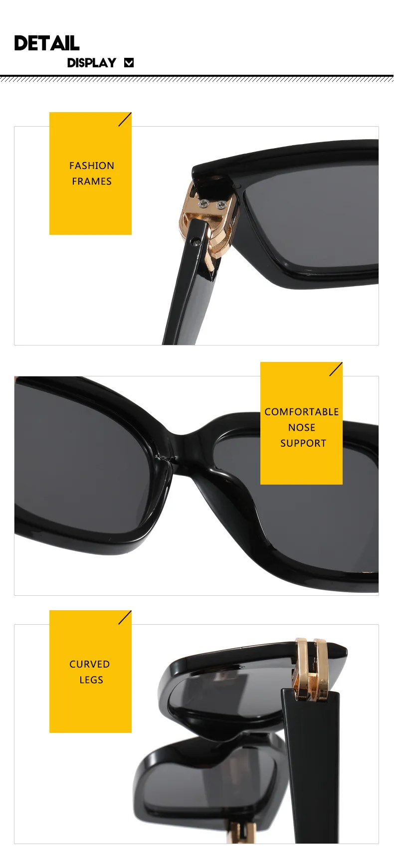 Large Square Frame Sunglasses Ladies UV Protection To Make Round Face Thin-Looked Fashion Travel And Street Fashion Glasses display picture 15